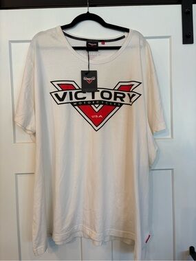 Victory Motorcycles White Short Sleeve Tee with Red & Black Logo
